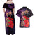 Pasifika Festival Couples Matching Off Shoulder Maxi Dress and Hawaiian Shirt Plumeria Turtles with Hibiscus - Polynesian Art Tattoo Purple Color