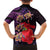 Pasifika Festival Family Matching Off Shoulder Short Dress and Hawaiian Shirt Plumeria Turtles with Hibiscus - Polynesian Art Tattoo Purple Color