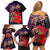 Pasifika Festival Family Matching Off Shoulder Short Dress and Hawaiian Shirt Plumeria Turtles with Hibiscus - Polynesian Art Tattoo Purple Color