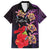 Pasifika Festival Family Matching Off Shoulder Short Dress and Hawaiian Shirt Plumeria Turtles with Hibiscus - Polynesian Art Tattoo Purple Color