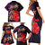 Pasifika Festival Family Matching Short Sleeve Bodycon Dress and Hawaiian Shirt Plumeria Turtles with Hibiscus - Polynesian Art Tattoo Purple Color