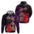 Pasifika Festival Hoodie Plumeria Turtles with Hibiscus - Polynesian Art Tattoo Purple Color