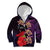 Pasifika Festival Kid Hoodie Plumeria Turtles with Hibiscus - Polynesian Art Tattoo Purple Color