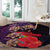 Pasifika Festival Round Carpet Plumeria Turtles with Hibiscus - Polynesian Art Tattoo Purple Color