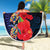 Pasifika Festival Beach Blanket Plumeria Turtles with Hibiscus - Polynesian Art Tattoo Dark Navy Color