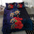 Pasifika Festival Bedding Set Plumeria Turtles with Hibiscus - Polynesian Art Tattoo Dark Navy Color