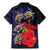 Pasifika Festival Family Matching Mermaid Dress and Hawaiian Shirt Plumeria Turtles with Hibiscus - Polynesian Art Tattoo Dark Navy Color