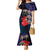 Pasifika Festival Family Matching Mermaid Dress and Hawaiian Shirt Plumeria Turtles with Hibiscus - Polynesian Art Tattoo Dark Navy Color