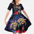 Pasifika Festival Family Matching Short Sleeve Bodycon Dress and Hawaiian Shirt Plumeria Turtles with Hibiscus - Polynesian Art Tattoo Dark Navy Color