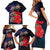 Pasifika Festival Family Matching Short Sleeve Bodycon Dress and Hawaiian Shirt Plumeria Turtles with Hibiscus - Polynesian Art Tattoo Dark Navy Color