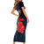 Pasifika Festival Family Matching Short Sleeve Bodycon Dress and Hawaiian Shirt Plumeria Turtles with Hibiscus - Polynesian Art Tattoo Dark Navy Color