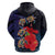 Pasifika Festival Hoodie Plumeria Turtles with Hibiscus - Polynesian Art Tattoo Dark Navy Color