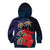 Pasifika Festival Kid Hoodie Plumeria Turtles with Hibiscus - Polynesian Art Tattoo Dark Navy Color