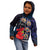 Pasifika Festival Kid Hoodie Plumeria Turtles with Hibiscus - Polynesian Art Tattoo Dark Navy Color