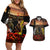 New Zealand and Australia ANZAC Day Couples Matching Off Shoulder Short Dress and Hawaiian Shirt Kiwi Bird and Kangaroo Soldier LT03 Black - Polynesian Pride