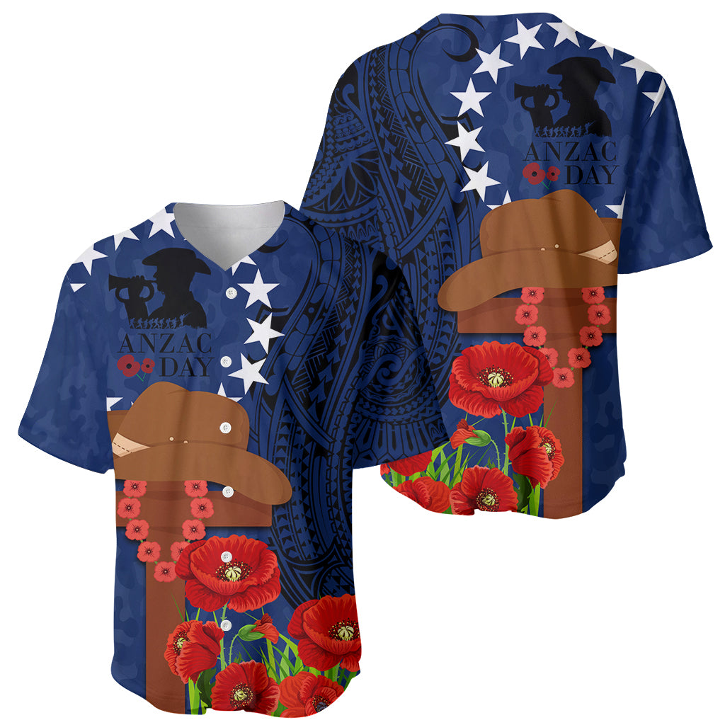 Cook Island ANZAC Day Baseball Jersey Soldier Paying Respect We Shall Remember Them LT03 - Polynesian Pride