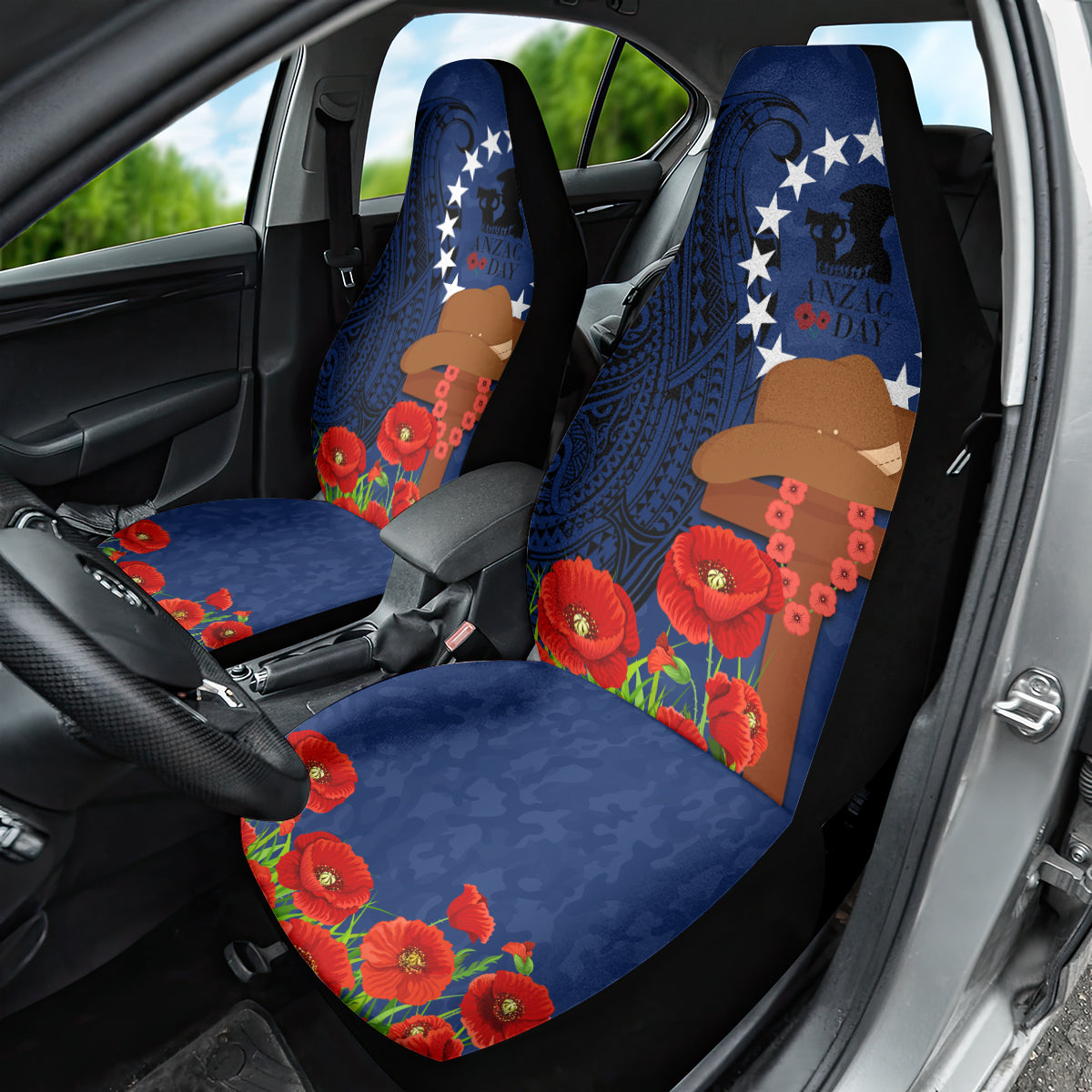 Cook Islands ANZAC Day Car Seat Cover Soldier Paying Respect We Shall Remember Them LT03 - Polynesian Pride