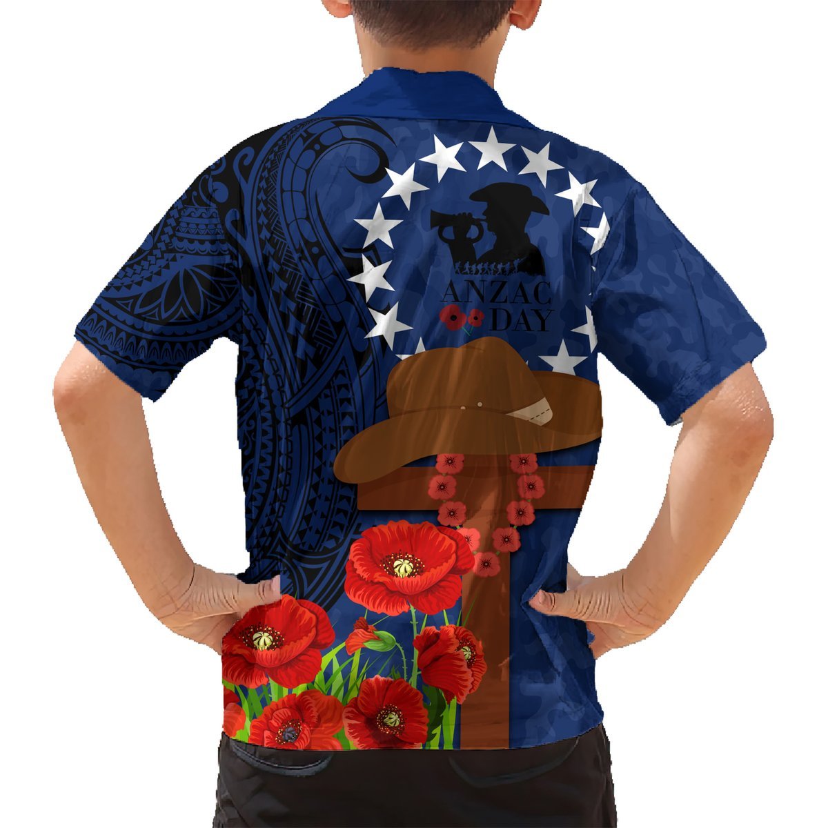 Cook Island ANZAC Day Hawaiian Shirt Soldier Paying Respect We Shall Remember Them LT03 - Polynesian Pride