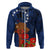 Cook Island ANZAC Day Hoodie Soldier Paying Respect We Shall Remember Them LT03 Zip Hoodie Blue - Polynesian Pride