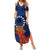 Cook Island ANZAC Day Summer Maxi Dress Soldier Paying Respect We Shall Remember Them LT03 Women Blue - Polynesian Pride