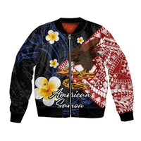 American Samoa Flag Day Bomber Jacket Polynesian Tatau Art and Plumeria LT03 Unisex Black - Polynesian Pride