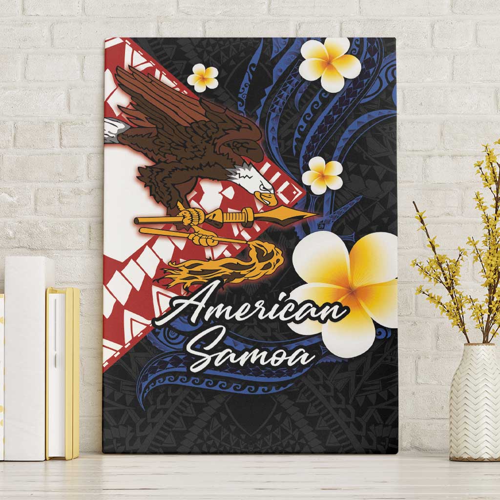 American Samoa Flag Day Canvas Wall Art Polynesian Tatau Art and Plumeria LT03 Without Frame Black - Polynesian Pride