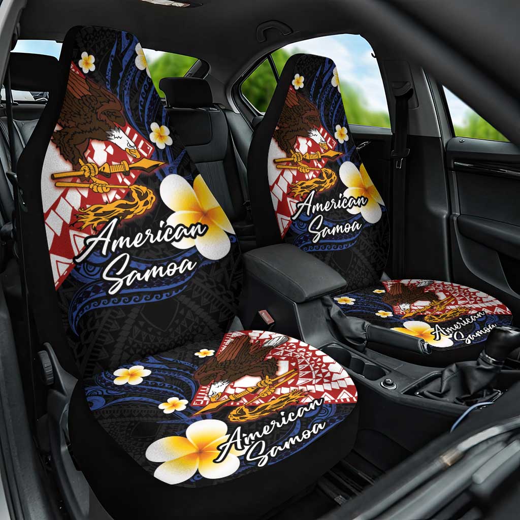 American Samoa Flag Day Car Seat Cover Polynesian Tatau Art and Plumeria LT03 One Size Black - Polynesian Pride