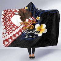 American Samoa Flag Day Hooded Blanket Polynesian Tatau Art and Plumeria LT03 One Size Black - Polynesian Pride