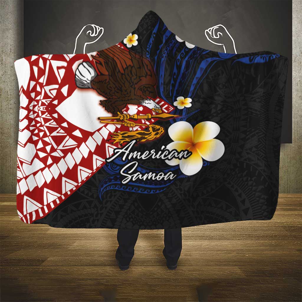 American Samoa Flag Day Hooded Blanket Polynesian Tatau Art and Plumeria LT03 - Polynesian Pride