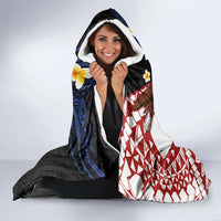 American Samoa Flag Day Hooded Blanket Polynesian Tatau Art and Plumeria LT03 - Polynesian Pride