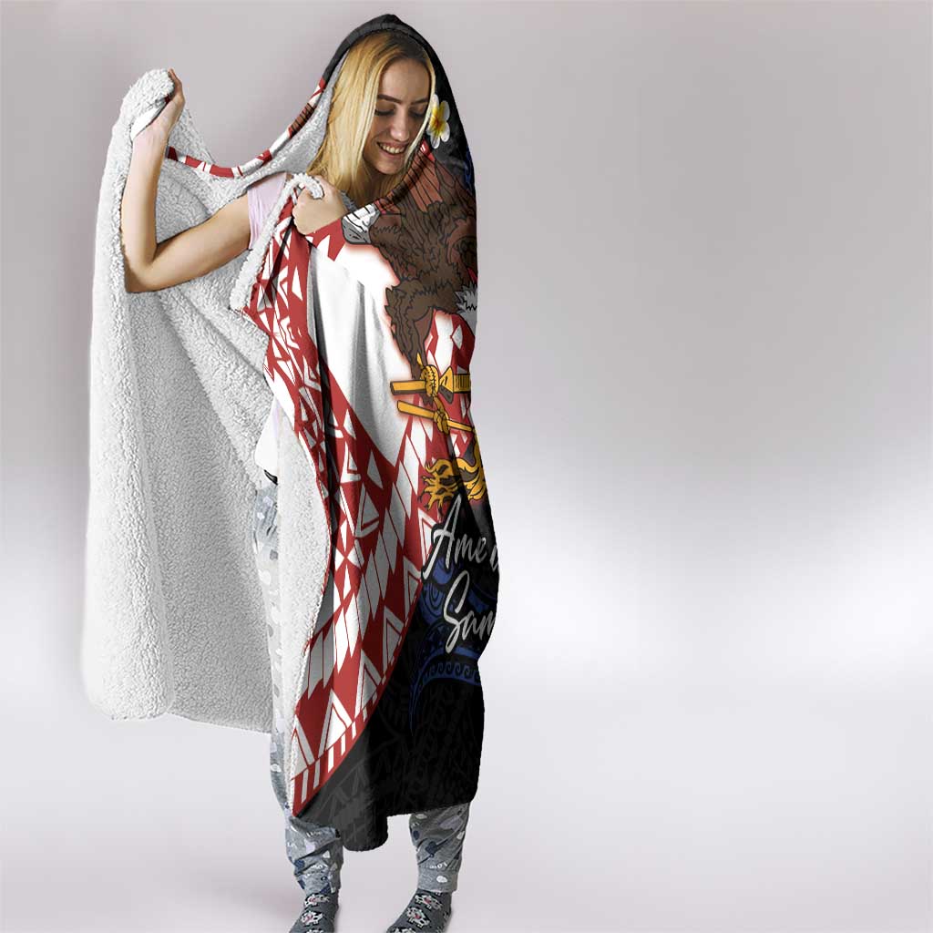 American Samoa Flag Day Hooded Blanket Polynesian Tatau Art and Plumeria LT03 - Polynesian Pride