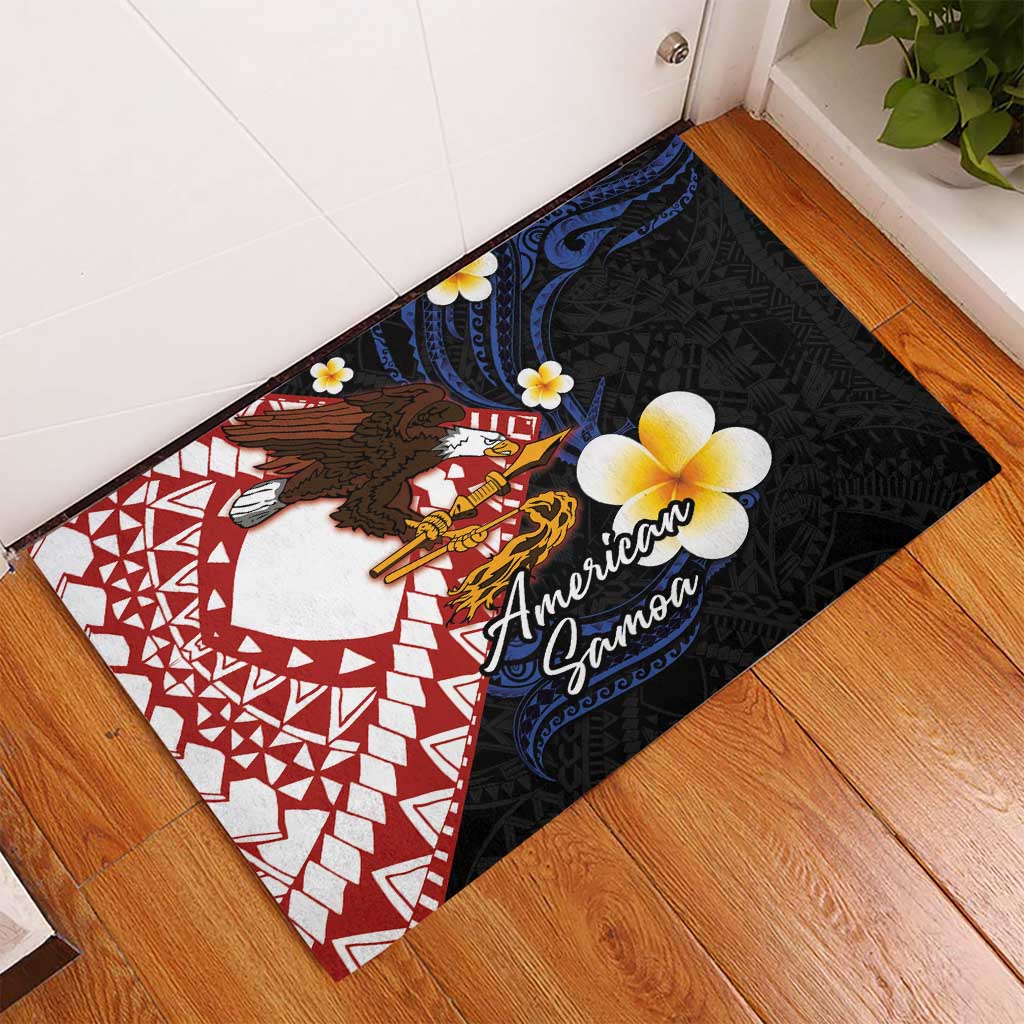 American Samoa Flag Day Rubber Doormat Polynesian Tatau Art and Plumeria LT03 - Polynesian Pride