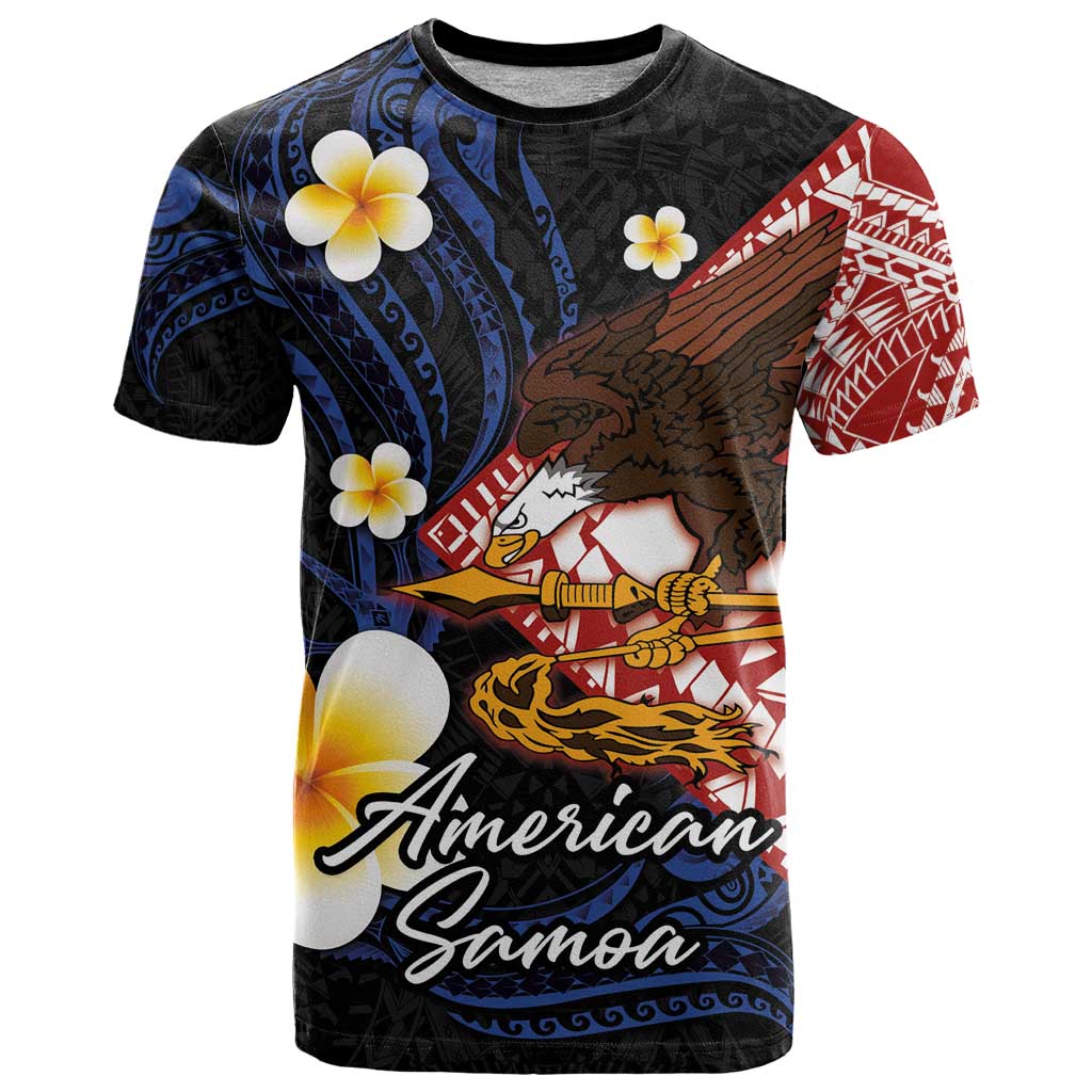 American Samoa Flag Day T Shirt Polynesian Tatau Art and Plumeria LT03 Black - Polynesian Pride