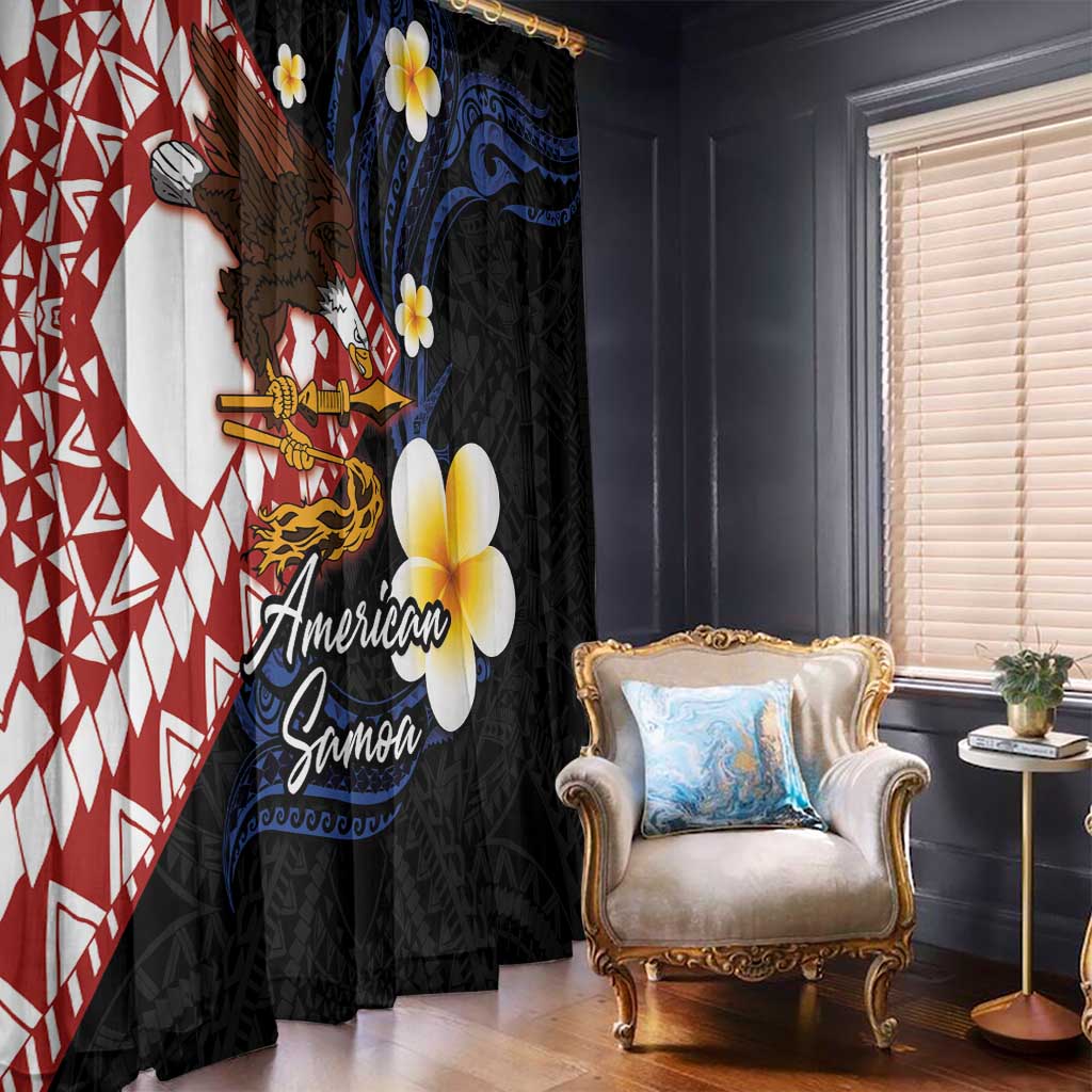 American Samoa Flag Day Window Curtain Polynesian Tatau Art and Plumeria LT03 - Polynesian Pride