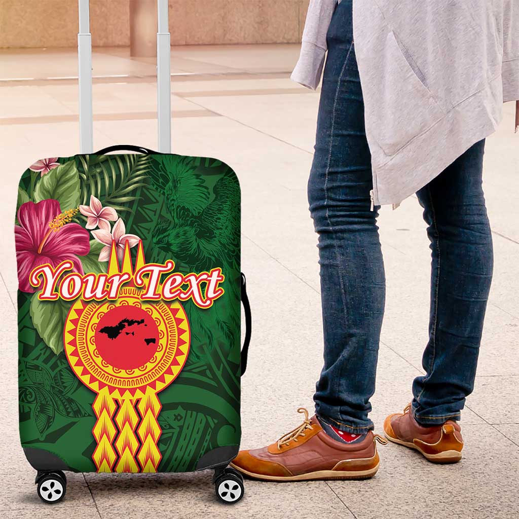 Manuʻa Islands Luggage Cover Polynesian Style with Rooster Tattoo and Tropical Plants