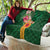 Manuʻa Islands Quilt Polynesian Style with Rooster Tattoo and Tropical Plants