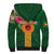 Manuʻa Islands Sherpa Hoodie Polynesian Style with Rooster Tattoo and Tropical Plants