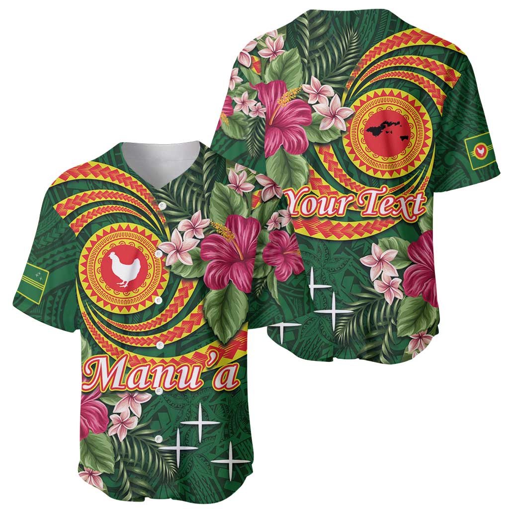 Personalised Manuʻa Islands Baseball Jersey Polynesian Art Tattoo Style and Tropical Plants LT03 - Polynesian Pride