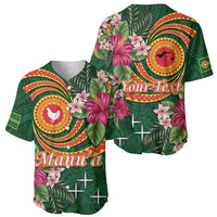 Personalised Manuʻa Islands Baseball Jersey Polynesian Art Tattoo Style and Tropical Plants LT03 - Polynesian Pride
