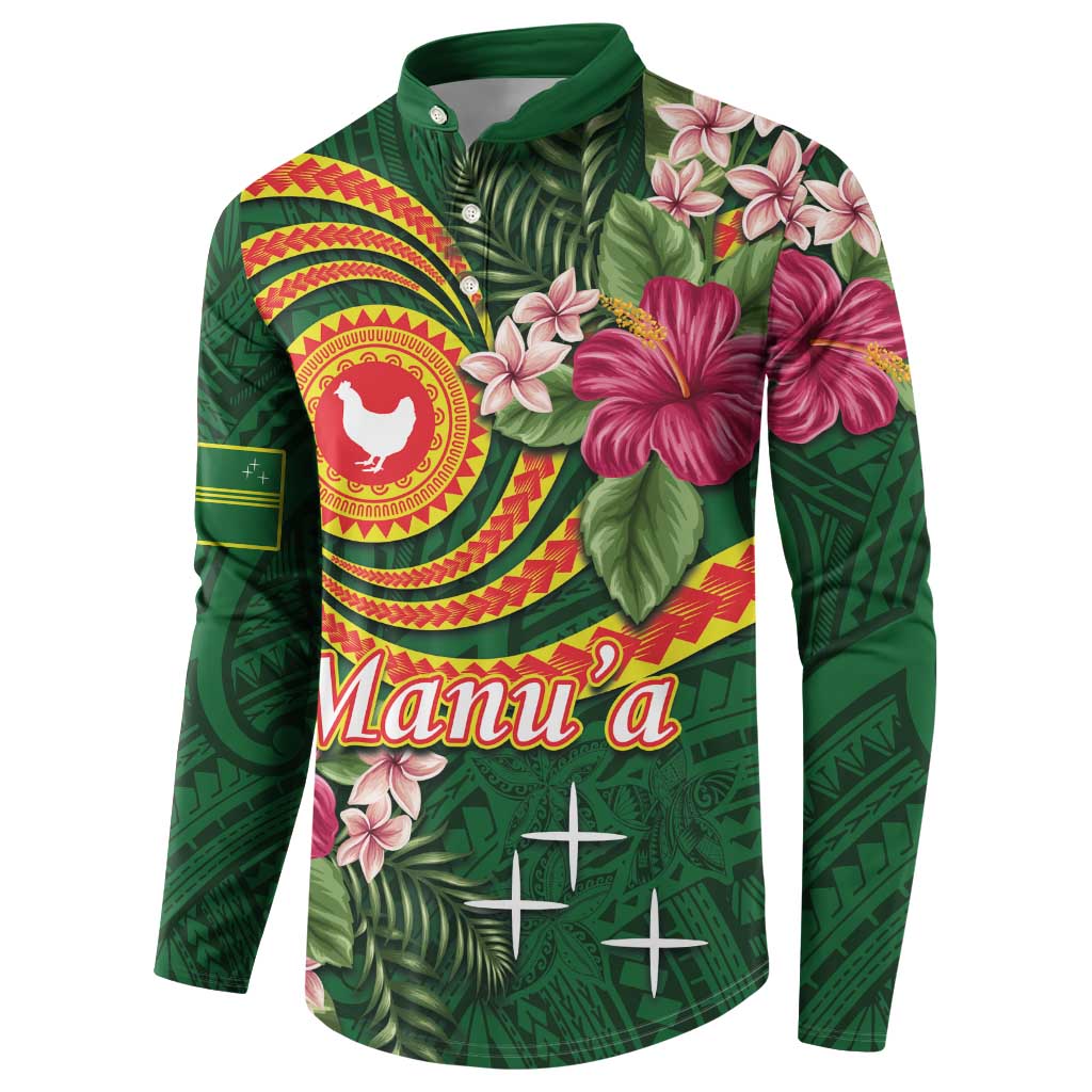 Personalised Manuʻa Islands Button Sweatshirt Polynesian Art Tattoo Style and Tropical Plants LT03 - Polynesian Pride