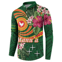Personalised Manuʻa Islands Button Sweatshirt Polynesian Art Tattoo Style and Tropical Plants LT03 - Polynesian Pride
