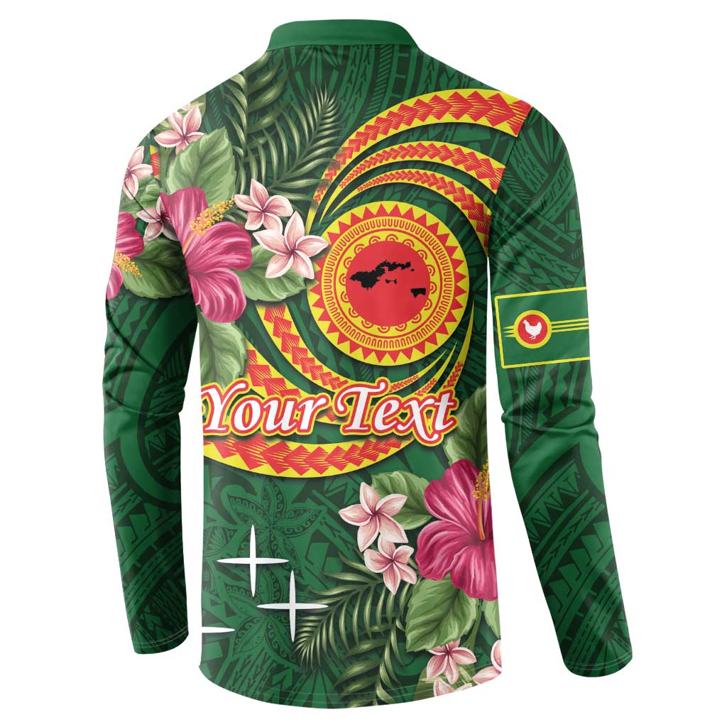 Personalised Manuʻa Islands Button Sweatshirt Polynesian Art Tattoo Style and Tropical Plants LT03 - Polynesian Pride