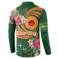 Personalised Manuʻa Islands Button Sweatshirt Polynesian Art Tattoo Style and Tropical Plants LT03 - Polynesian Pride