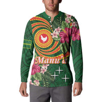 Personalised Manuʻa Islands Button Sweatshirt Polynesian Art Tattoo Style and Tropical Plants LT03 - Polynesian Pride