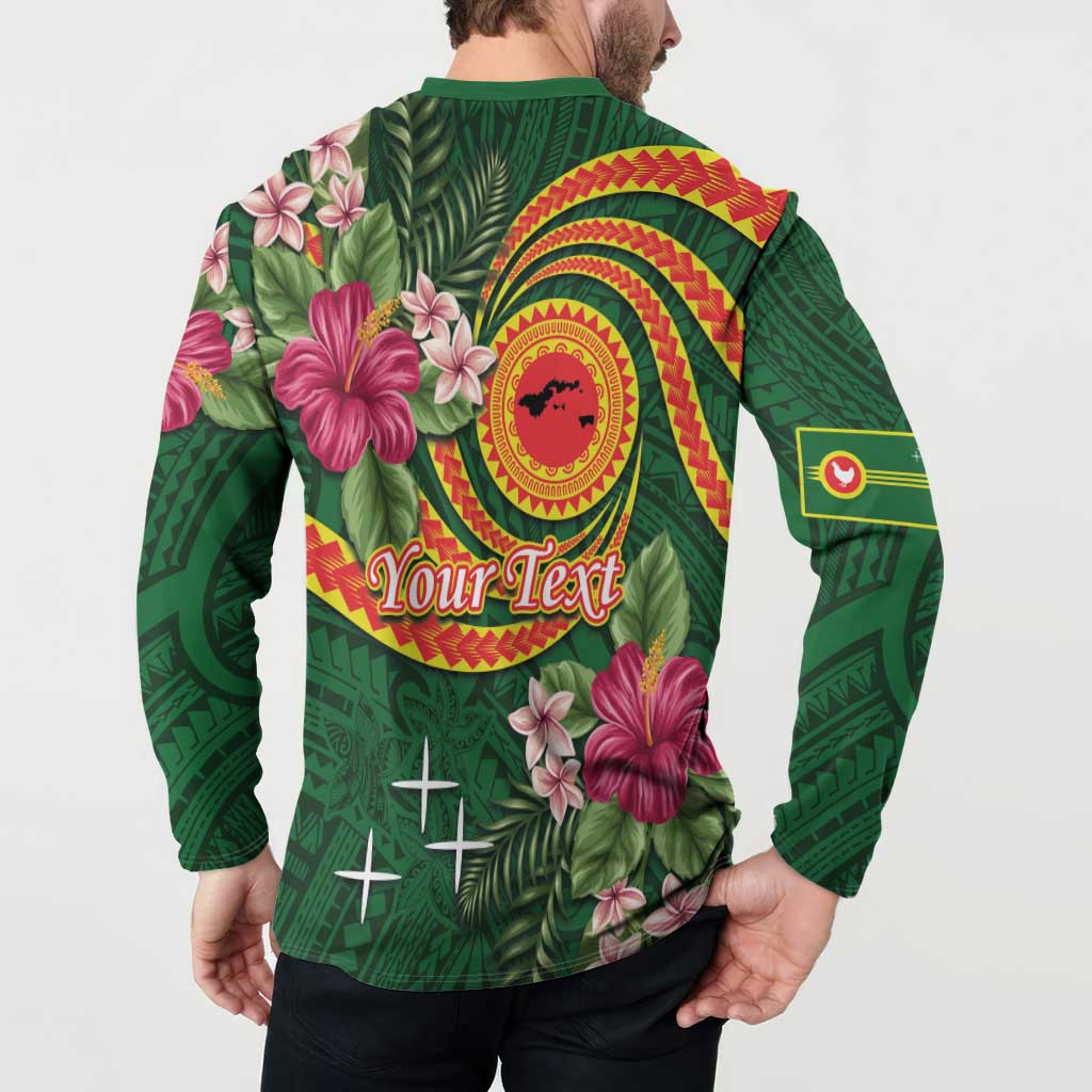 Personalised Manuʻa Islands Button Sweatshirt Polynesian Art Tattoo Style and Tropical Plants LT03 - Polynesian Pride