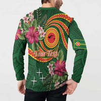 Personalised Manuʻa Islands Button Sweatshirt Polynesian Art Tattoo Style and Tropical Plants LT03 - Polynesian Pride