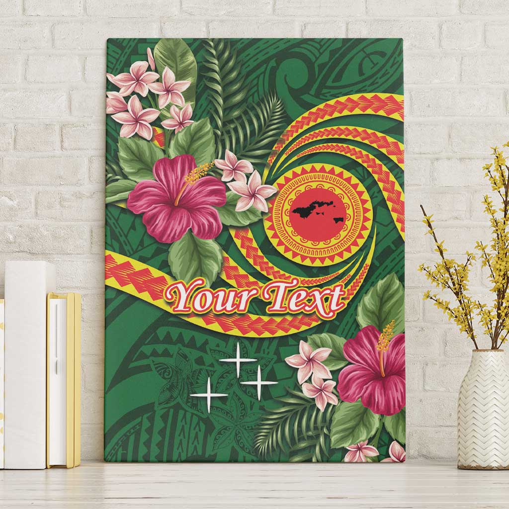 Personalised Manuʻa Islands Canvas Wall Art Polynesian Art Tattoo Style and Tropical Plants LT03 Without Frame Green - Polynesian Pride