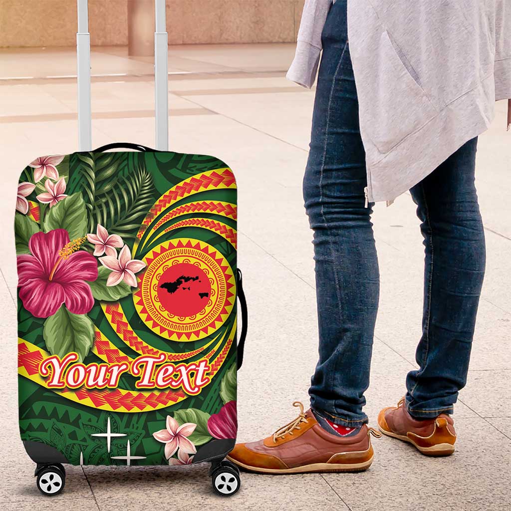 Manuʻa Islands Luggage Cover Polynesian Art Tattoo Style and Tropical Plants