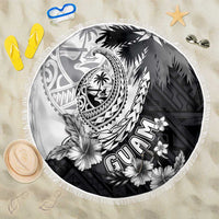 Hafa Adai Guam Beach Blanket Polynesian Palm Tree Tattoo Hibiscus and Plumeria Art LT03 One Size 150cm Black - Polynesian Pride