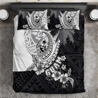 Hafa Adai Guam Bedding Set Polynesian Palm Tree Tattoo Hibiscus and Plumeria Art LT03 Black - Polynesian Pride